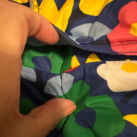 Hanna Andersson Journeys End Quilted Jacket Girls Size 4 Blue Floral Hood - Picture 9 of 10